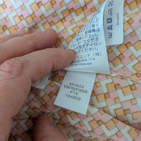 Lands' End No Iron Supima Oxford Button Down Shirt Womens Medium Orange Graphic - Picture 4 of 6